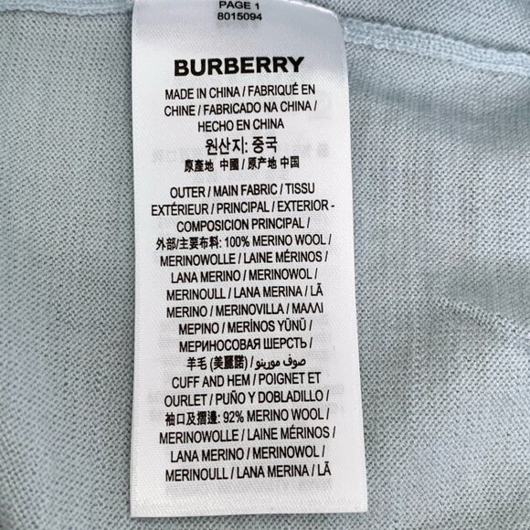 Burberry Light Blue Wool Round Neck Short Sleeve Knit Sweater M - Picture 7 of 7
